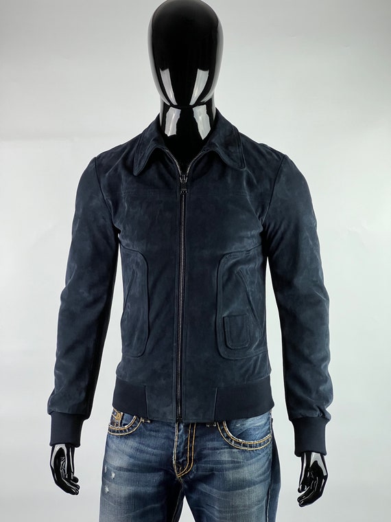 Dolce Gabbana Men's Suede Jacket Calfskin Blue Size IT46(S) - Etsy