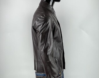 Costume National Homme CNC Brown Leather Blazer Jacket Size IT48