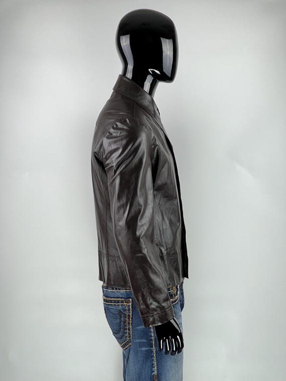 Costume National Homme CNC Brown Leather Blazer Jacket Size IT48