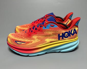 US 14EE Hoka One One Clifton 9 Wide Running Shoes Walking Gym 1132210 CRSCL ‘Cerise/Cloudless’