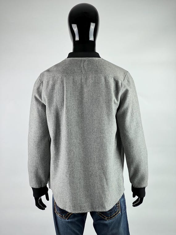 Daily Paper Gray Wool Button Up Overshirt Bomber … - image 3