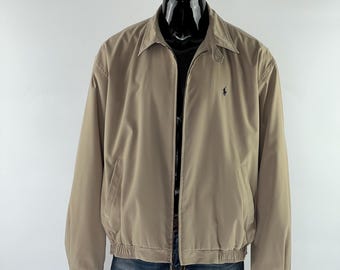 Vintage Polo Ralph Lauren Men's Beige Full Zip Harrington Jacket Size XXL
