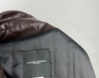 Costume National Homme CNC Brown Leather Blazer Jacket Size IT48