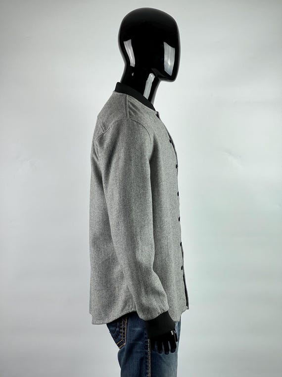 Daily Paper Gray Wool Button Up Overshirt Bomber … - image 2