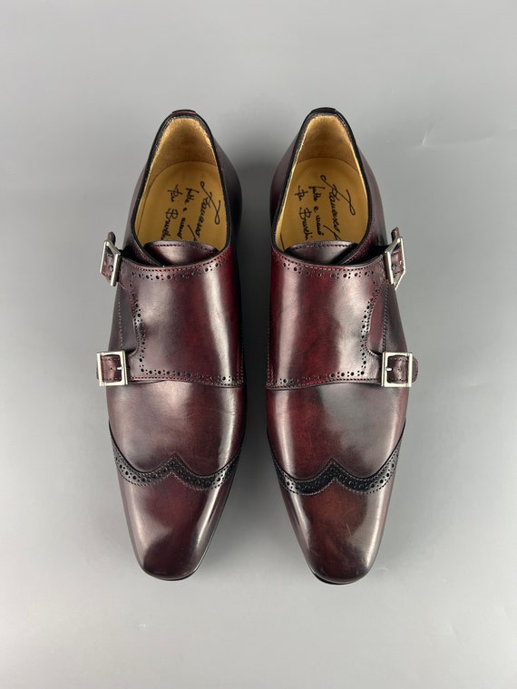 Francesco Benigno Double Monk Mens Leather Shoes Brown Size UK 7.5 Etsy UK