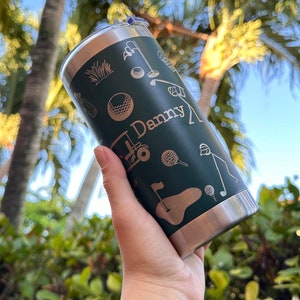 Custom Golf Tumbler for Birthday Gift, Golf Tumbler with Name for Golfer, Personalized Golf Tumbler Engraved for Gift for Him or Her