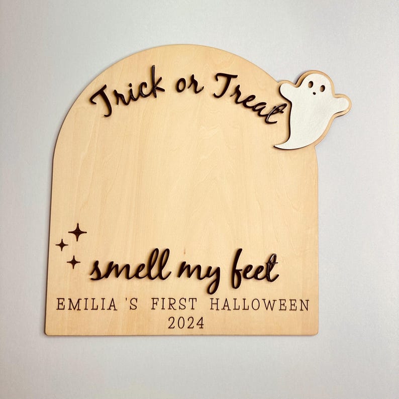 Halloween Trick or Treat Footprint or Handprint Sign Babys First