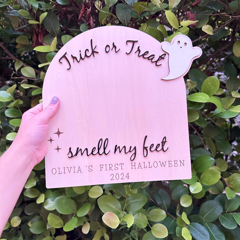 Halloween Trick or Treat Footprint or Handprint Sign Babys First