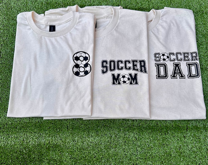 Soccer Mom, Soccer Dad or Athlete Custom Shirts with Player’s Name & Number, Soccer Shirt, Soccer Short Sleeve Shirt, Customize your Team