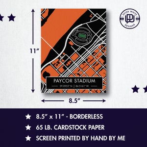 Paycor Stadium Coordinates Map - Screen Printed Poster - Home of the ...