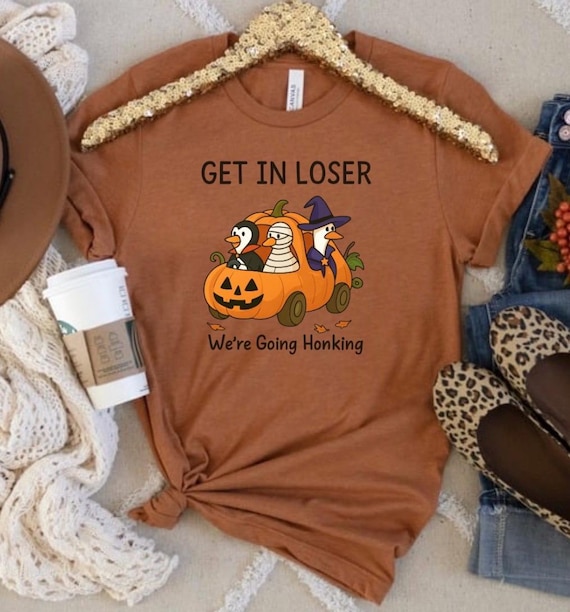 Halloween Silly goose Short Sleeve T-shirt, Halloween Tshirt, Get in Loser we are going Honking