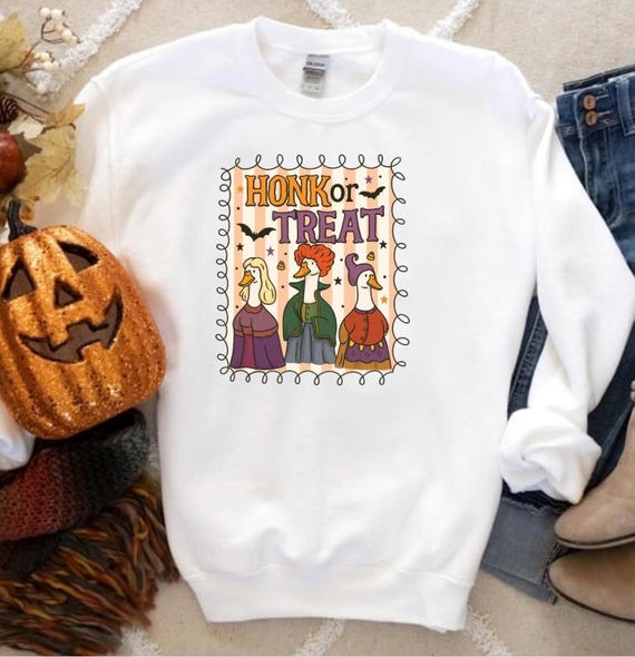 Honk or Treat, Halloween Crewneck, Halloween Shirt, Silly goose Crewneck, Witches Crewneck