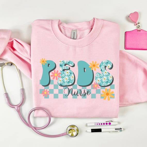 Pediatric Nurse Crewneck: Floral PEDS Design, Nurses Gift