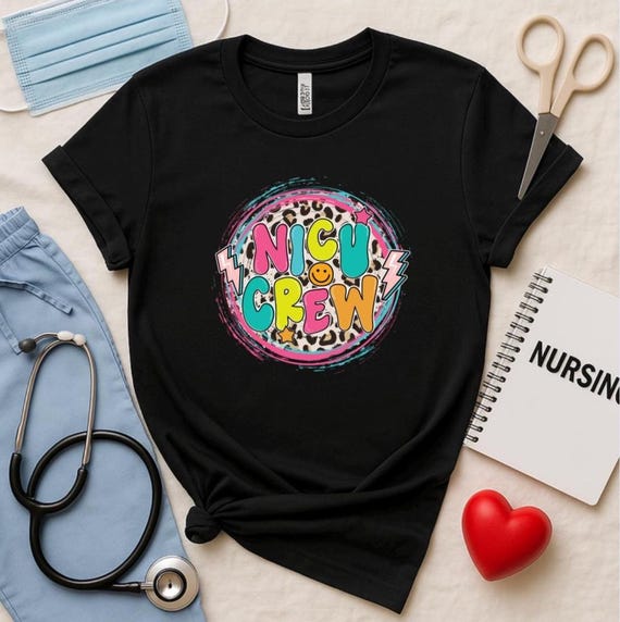 Retro NICU Crew Shirt: Neonatal Nurse Gift