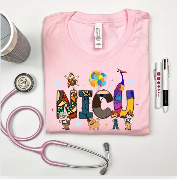 Up NICU Shirt: Cartoon Characters, Nurse Gift