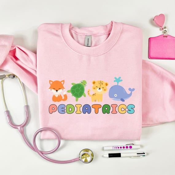 Pediatric Nurse Animal Crewneck: , Nurses Gift