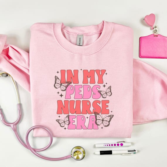 Pediatric Nurse Crewneck: Floral Design, Nurses Gift