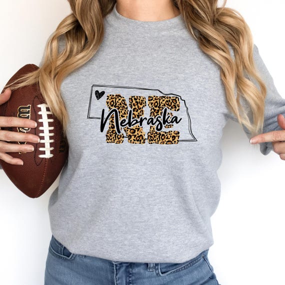 Nebraska Huskers Crewneck: Cheetah Print Game Day Shirt