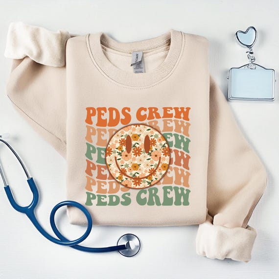 Floral Pediatric Nurse Crewneck - Fall Peds Crew Design
