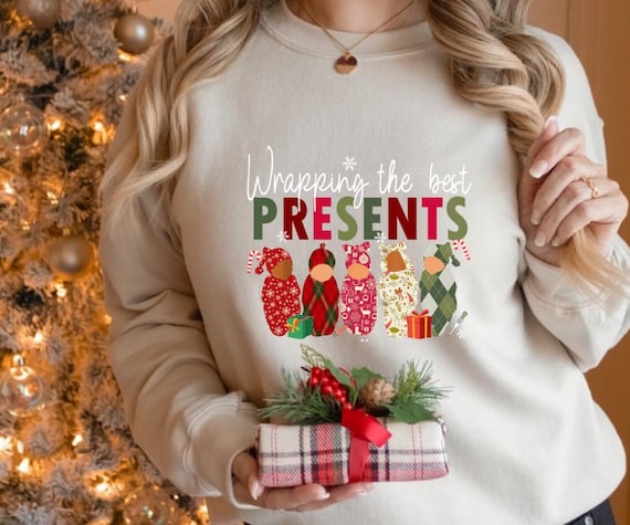 Wrapping the Best Presents NICU Christmas Sweatshirt • Nurse Holiday Crewneck • Swaddled Baby Christmas Sweater • Nurse Christmas Gift
