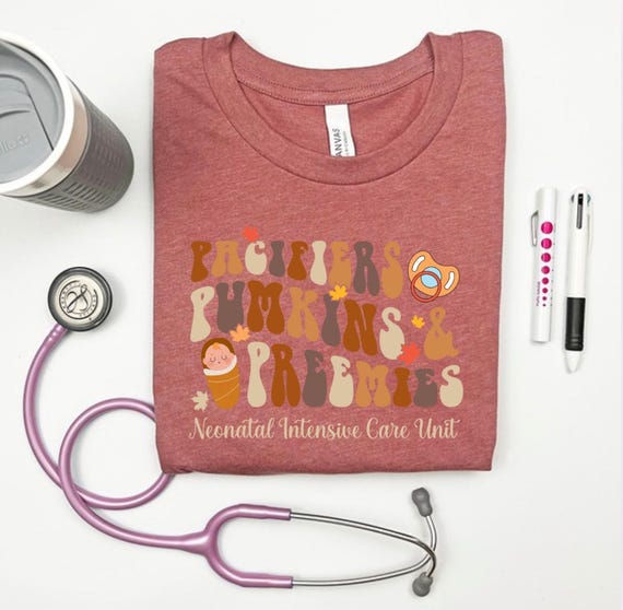 Pacifiers Pumpkins and Preemies, NICU Tshirt, NICU Fall Tshirt, NICU Halloween Tshirt, Preemie Crew, Neonatal Crew