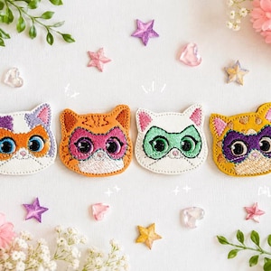 Cat Badge Buddy Reel Attachment Clip Charm Sequin Flip Feltie Embroidered Work Topper Nurse Identification Accessory Interchangeable Lanyard