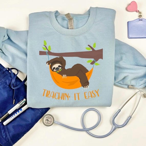 Trachin' it Easy Crewneck, Trach Life, Tracheostomy, Trach Mom, Trach Dad, Trach Parents, Respiratory Therapy, RT, CREWNECK