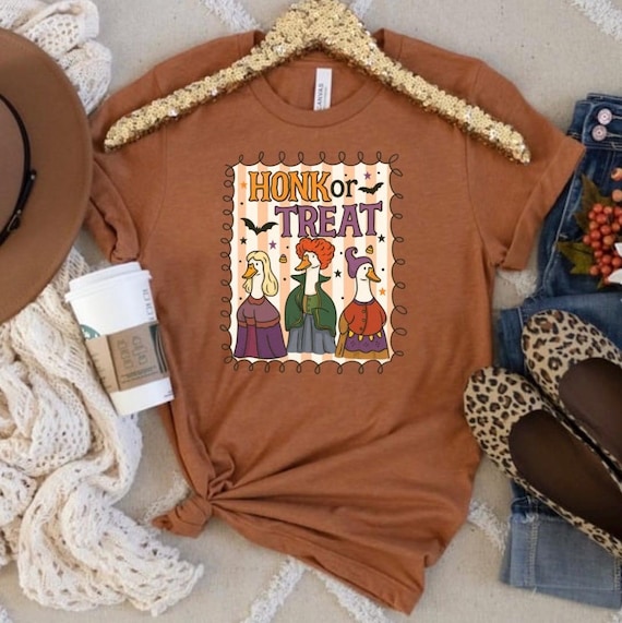 Halloween Silly goose Short Sleeve T-shirt, Halloween Tshirt, Honk or Treat, Silly Goose Tshirt, Goose Witches