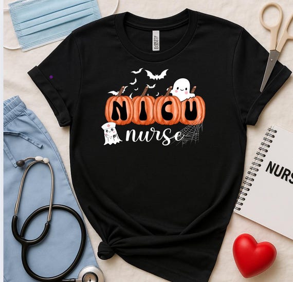 NICU Nurse Halloween T-shirt: Pumpkin Design