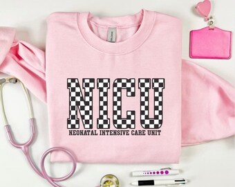 Nicu Nurse Sweatshirt Medical Staff Uniform Top Healthcare Worker Outfit Idea Nursing Career Clothing Option Neonatal Care Intensive Unit