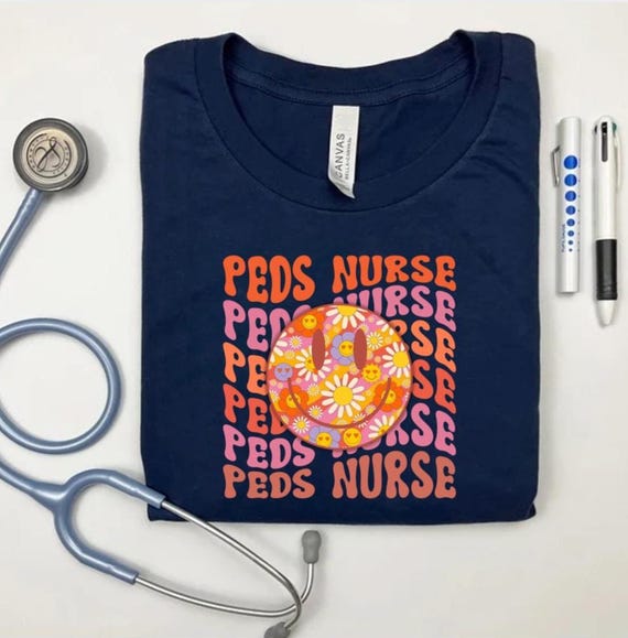 Pediatric Nurse Shirt: Retro Smiley Face PEDS Nurse Tee