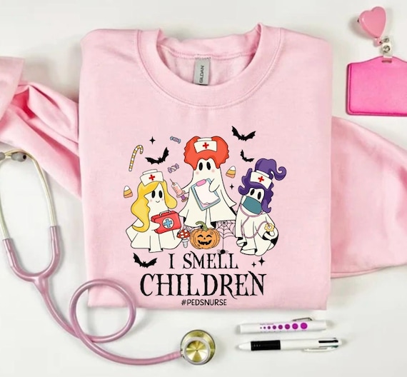 I Smell Children: Peds Crewneck, Pediatric Halloween Crewneck, Favorite Witches Crewneck