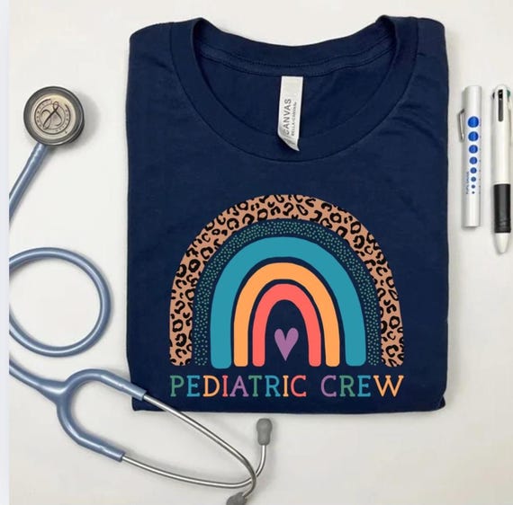 Cheetah Rainbow Pediatric Crew TShirt: Nurse Gift