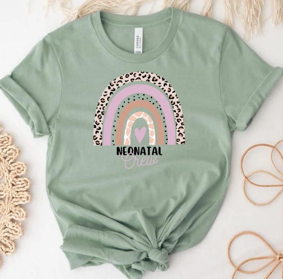NICU Crew Shirt: Cheetah Rainbow Neonatal ICU Shirt
