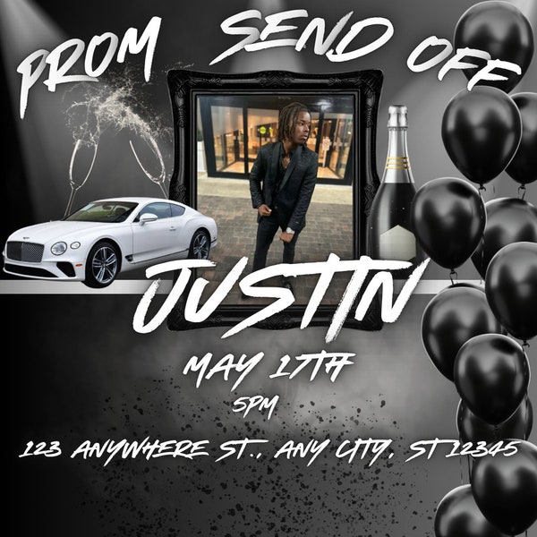 Boy Prom Send Off Flyer,Black Themed Prom Flyer,Prom Flyer,Prom Invitation Template,DIY Prom Template