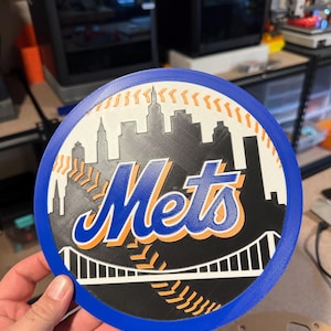 3D Printed New York Mets Plaques - Available in 4.5&quot; and 8.5&quot; Sizes - Unique Home Décor and Gift Idea