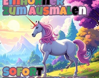 Unicorn Coloring Pages PDF | 48 Magical Coloring Pages | Unicorn Set to Print | Instant Download DIN A4 | Coloring Book for Children & Adults