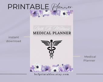 Wellness Medical Planner Health Tracker Emergency Binder Personal Medical Records Self Care Journal Blood Sugar Logbook Caregiver Logbook
