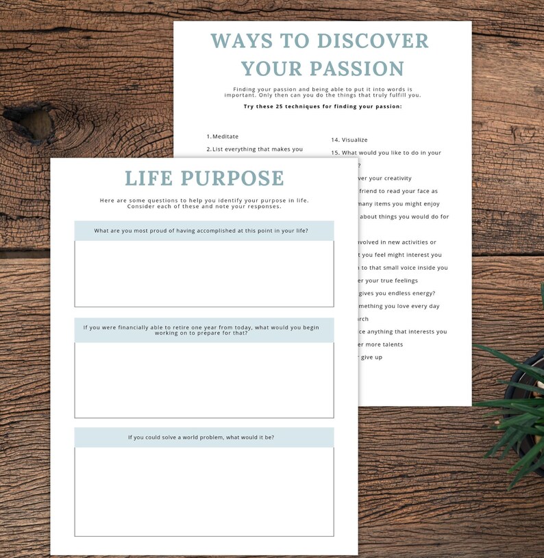 Digital Passion Discovery Planner for Personal Development Self Care ...