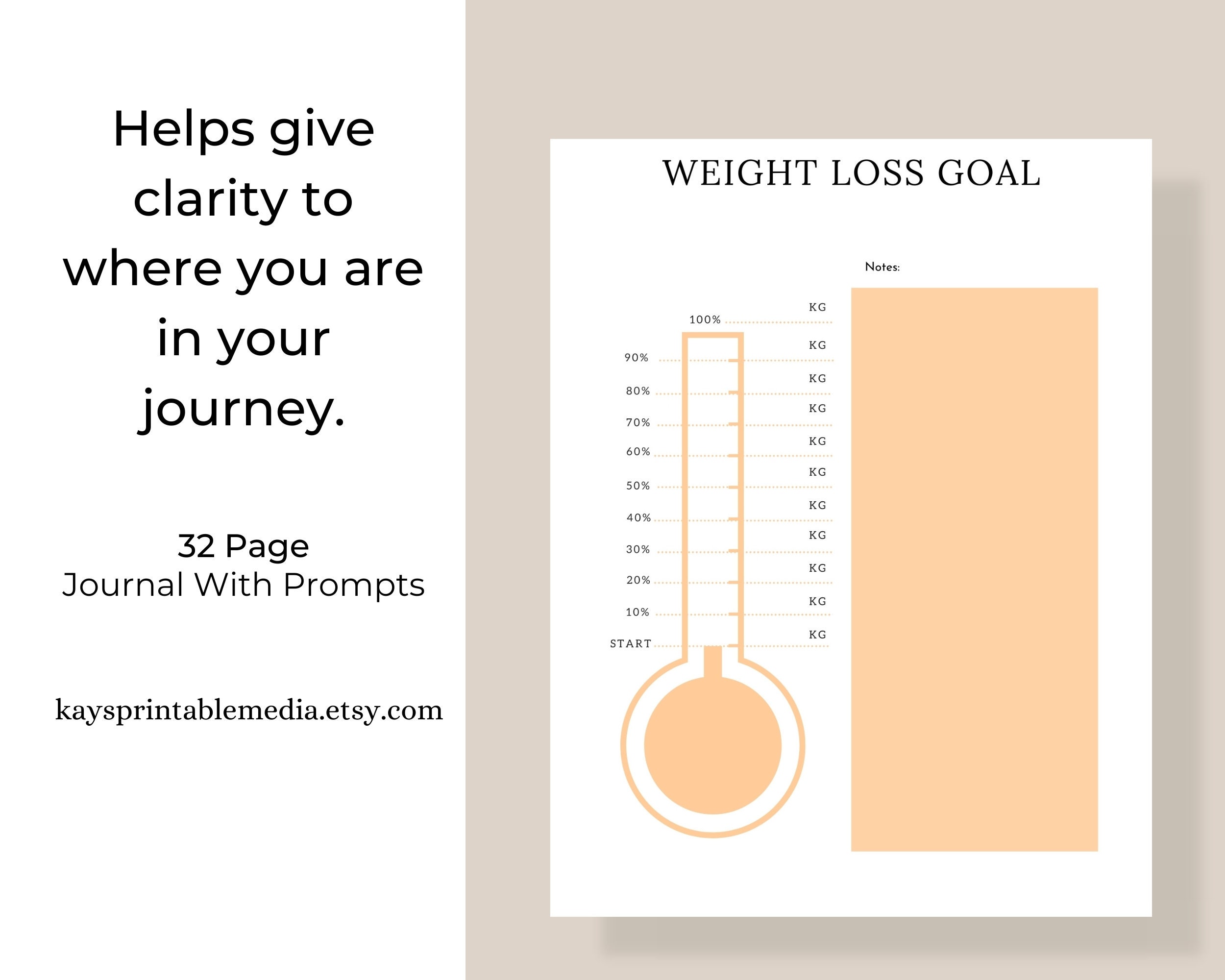 Weight Loss Journey Printable Tracker for Body Measurement Journal for ...