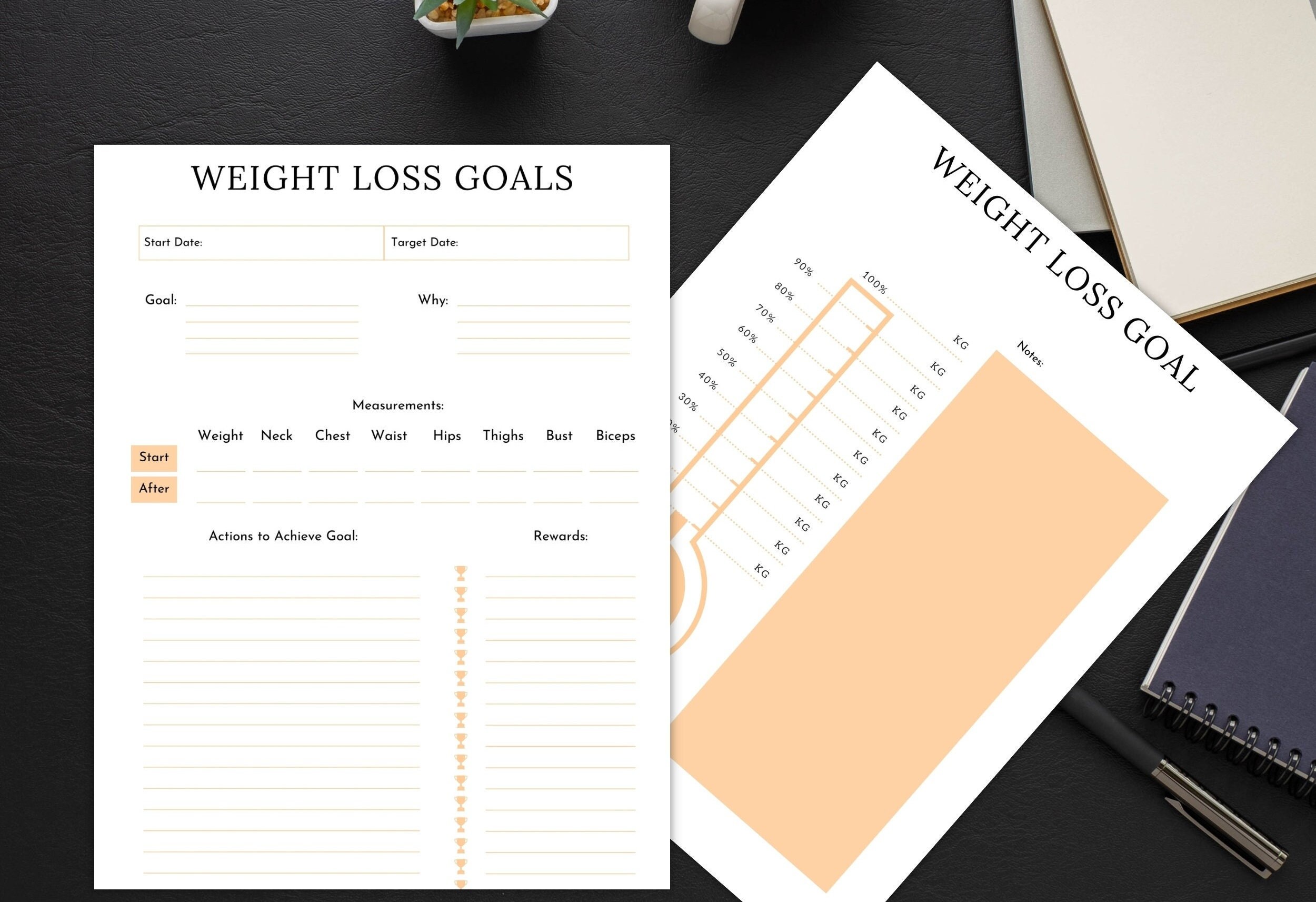 Weight Loss Journey Printable Tracker for Body Measurement Journal for ...