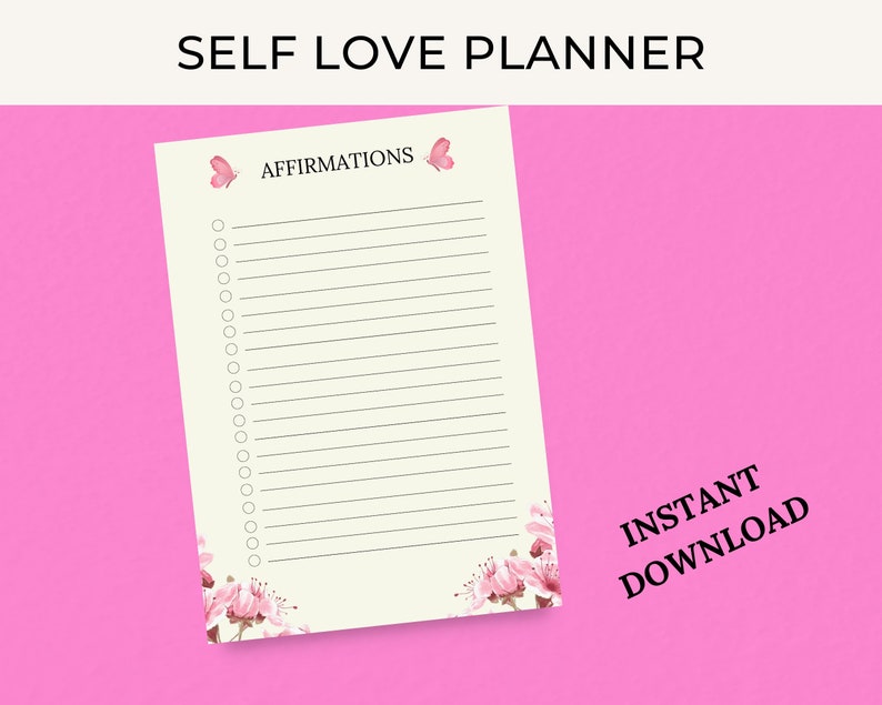 Zelfliefde planner therapie afdrukbare wellness-werkbladen zelfcompassie therapie werkboek digitale toolkit zelfvertrouwen stemming tracker dagboek afbeelding 6
