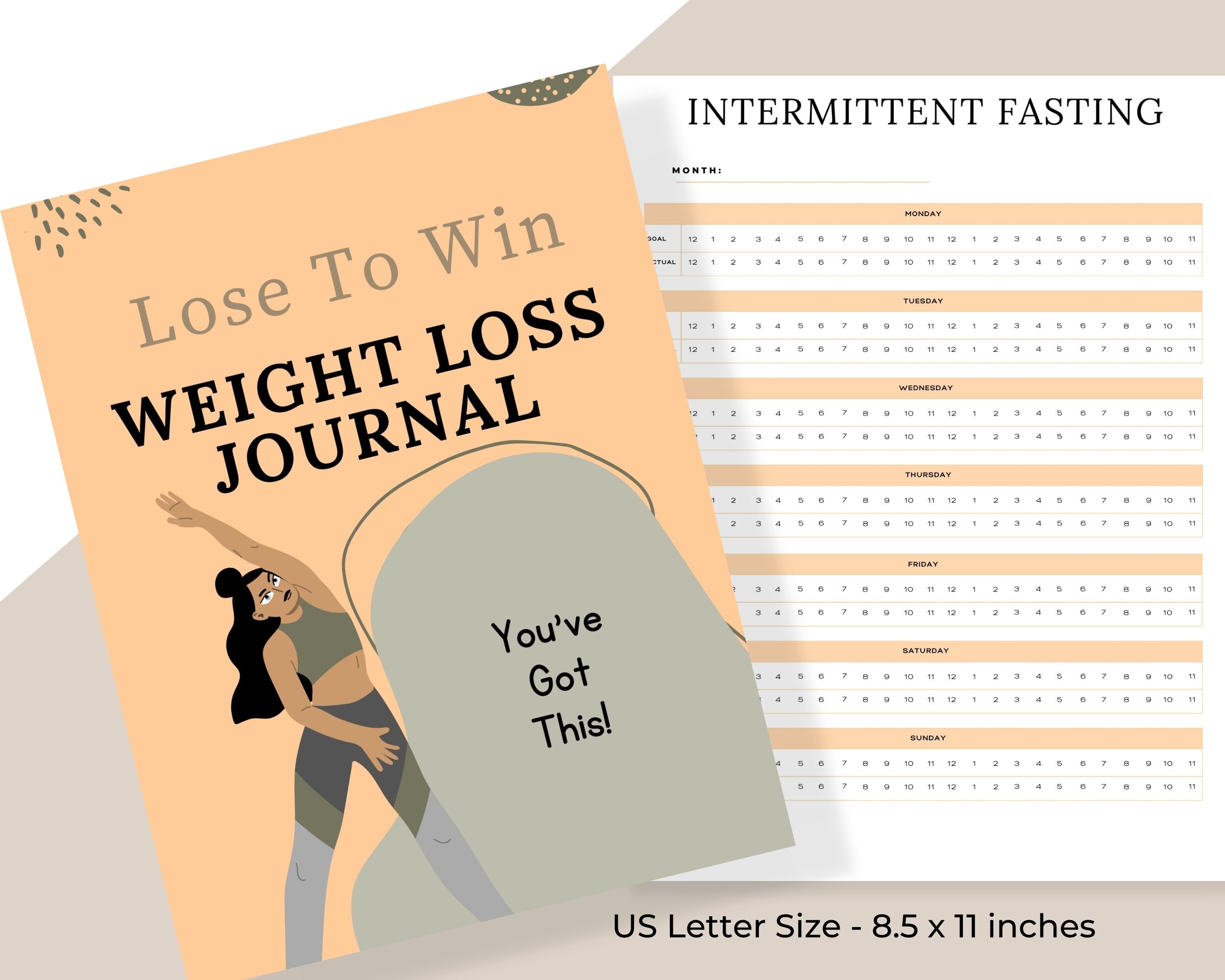 Weight Loss Journey Printable Tracker for Body Measurement Journal for ...