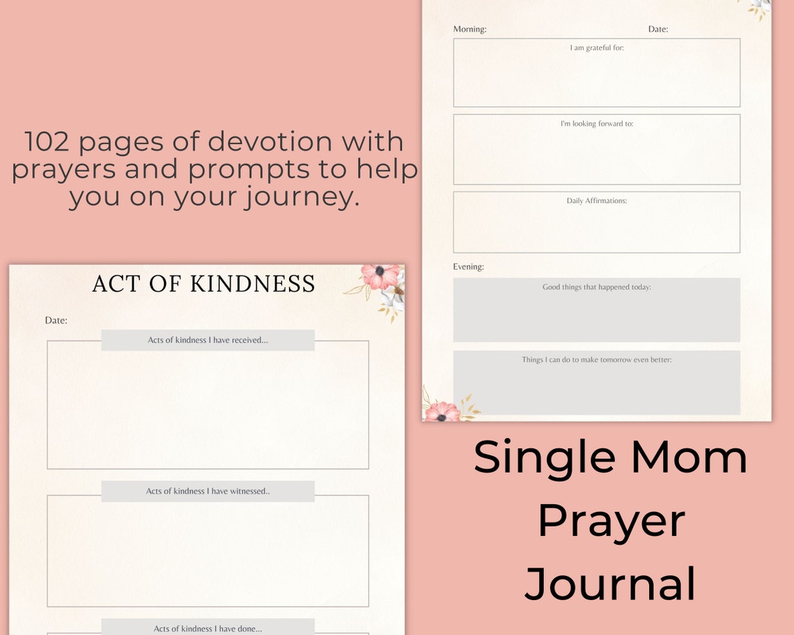 Single Mom Prayer Planner for Women Devotional Journal Printable Daily ...
