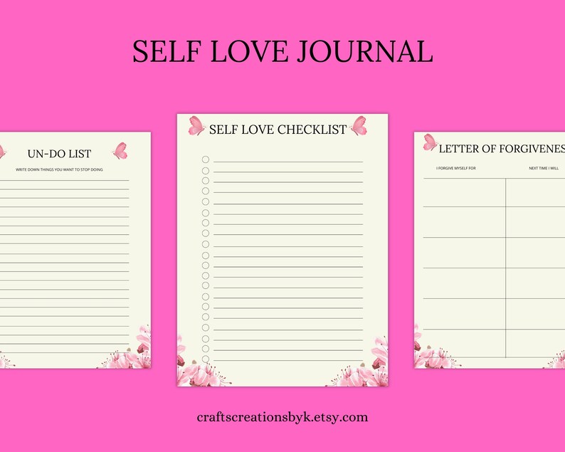 Zelfliefde planner therapie afdrukbare wellness-werkbladen zelfcompassie therapie werkboek digitale toolkit zelfvertrouwen stemming tracker dagboek afbeelding 3