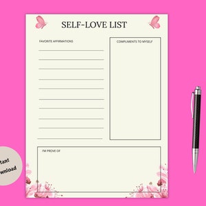 Zelfliefde planner therapie afdrukbare wellness-werkbladen zelfcompassie therapie werkboek digitale toolkit zelfvertrouwen stemming tracker dagboek afbeelding 9