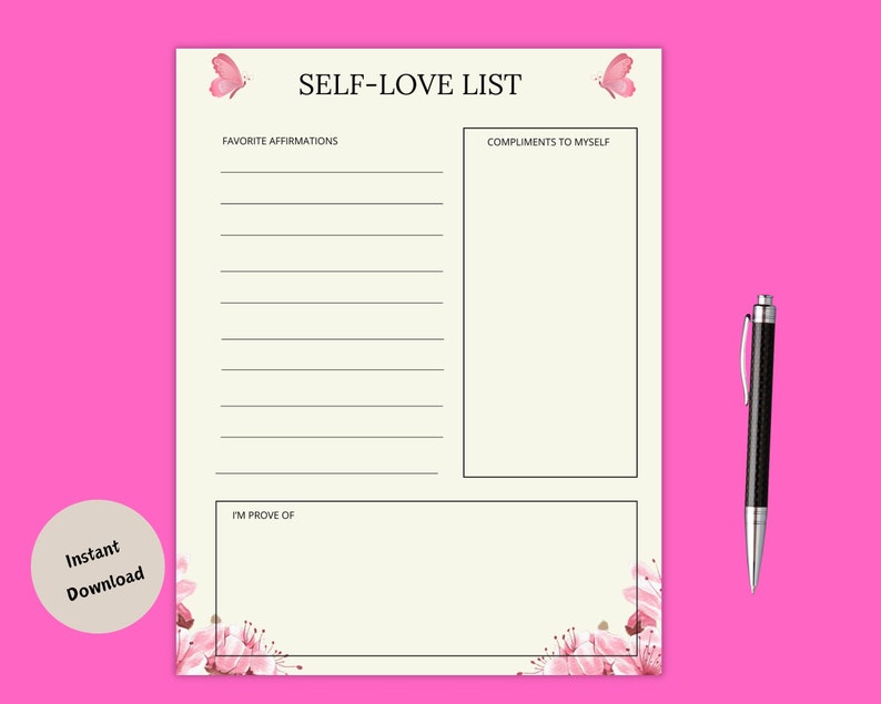 Zelfliefde planner therapie afdrukbare wellness-werkbladen zelfcompassie therapie werkboek digitale toolkit zelfvertrouwen stemming tracker dagboek afbeelding 9