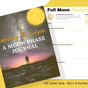 Printable Moon Phase Journal Calendar For Manifesting Abundance Using Luna Astrology Journal Digital Celestial Notebook Zodiac Journal