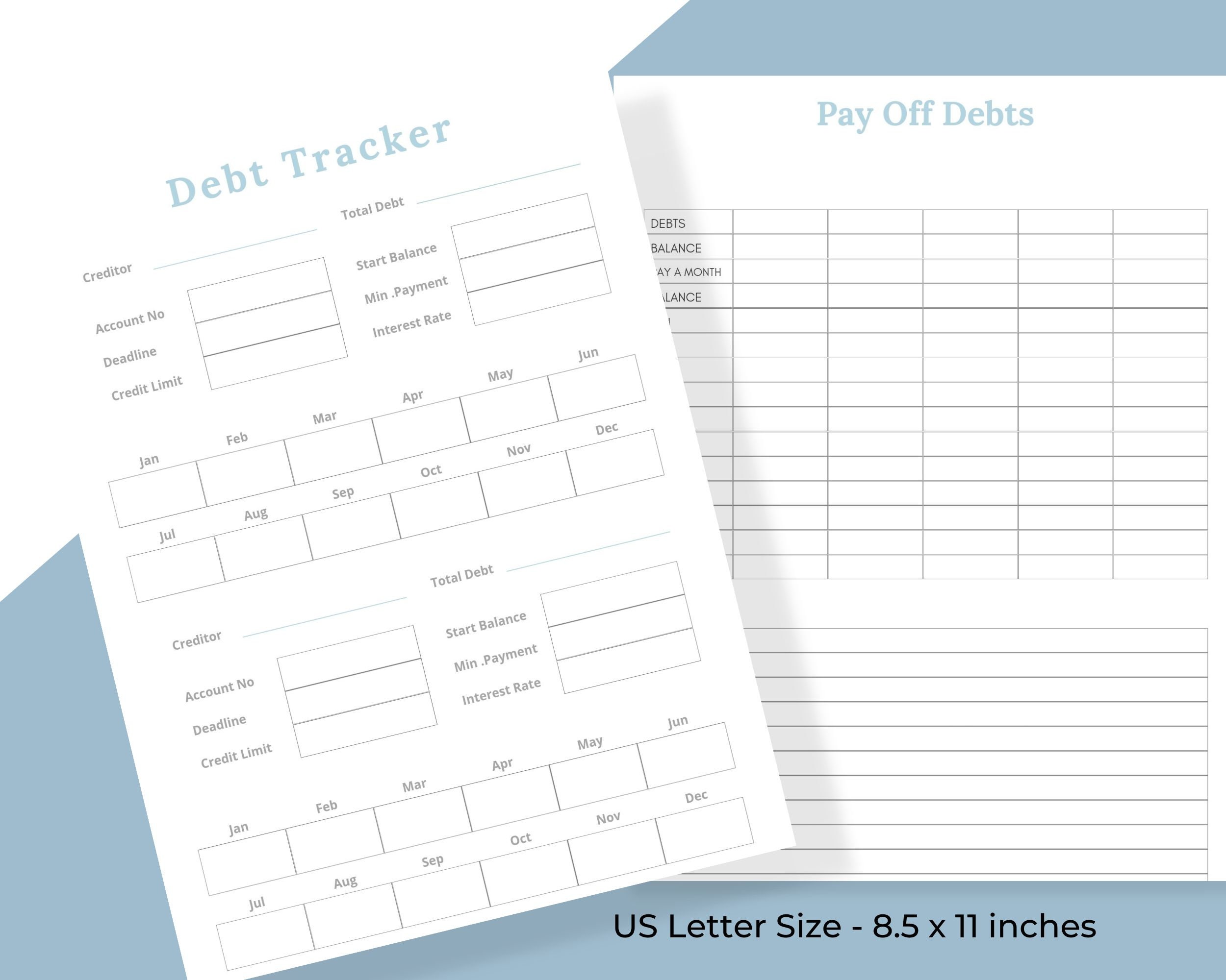 Digital Debt Payoff Tracker Printable Monthly Budget Expense Worksheet Digital debt payoff tracker printable monthly budget expense worksheet