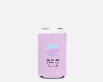 Shimmer Bestie, Disco Koozie, Pop Lyrics Can Cooler, Summertime Drink Holder